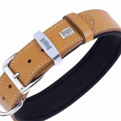 Doggie Comfort Leather Dog Collar Camel 3.5x55 cm