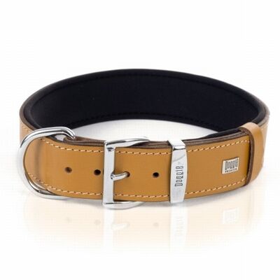 Doggie Comfort Leather Dog Collar Camel Durable Design 55 cm
