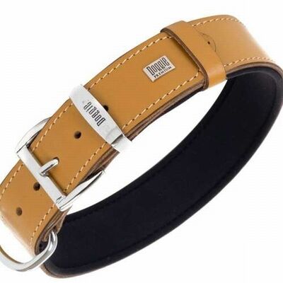 Doggie Comfort Leather Dog Collar Camel Adjustable 60 cm