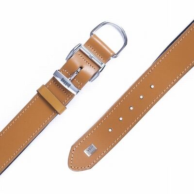 Doggie Comfort Leather Dog Collar Camel for Large Breeds 65 cm