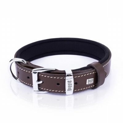Doggie Comfort Leather Dog Collar Brown Durable Design 37-45cm