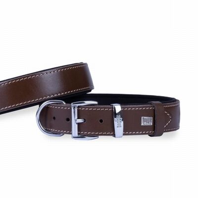 Doggie Comfort Leather Dog Collar Brown 3.5x60 cm
