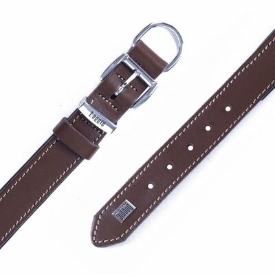 Doggie Comfort Leather Dog Collar Brown Adjustable 42-50cm