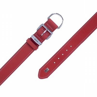 Doggie Comfort Red Leather Dog Collar for Large Breeds 60cm