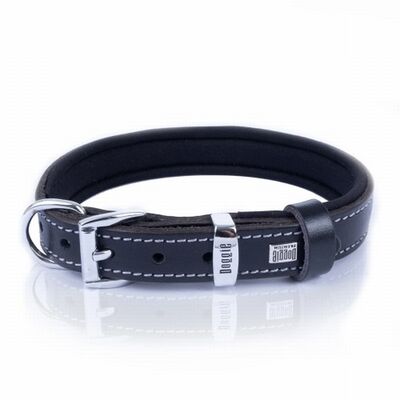 Doggie Royal Blue Leather Dog Collar Comfort Design 25-30cm