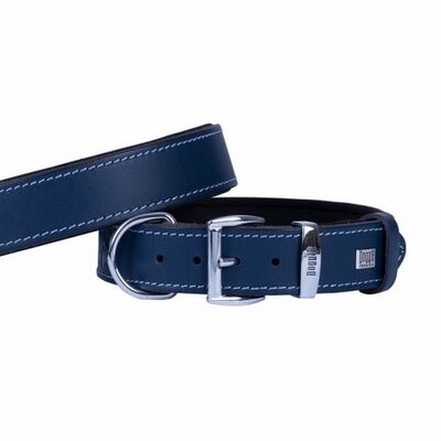 Doggie Comfort Leather Dog Collar Royal Blue 3.5x55 cm