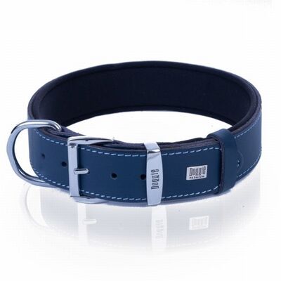 Doggie Comfort Leather Dog Collar Royal Blue 3.5x60 cm