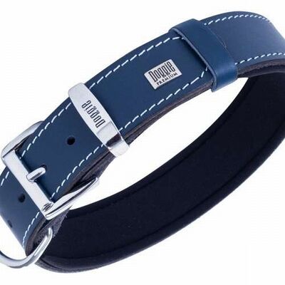 Doggie Royal Blue Comfort Leather Dog Collar 47-55cm