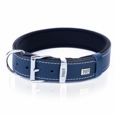 Doggie Royal Blue Comfort Leather Dog Collar 47-55cm