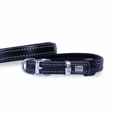 Doggie Comfort Leather Dog Collar Black 1.5x30 cm