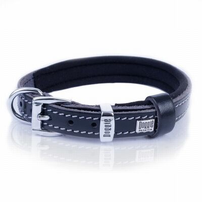 Doggie Comfort Leather Dog Collar Black 1.5x30 cm