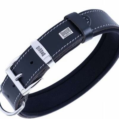 Doggie Comfort Leather Dog Collar Black Large Breed 3.5x55cm