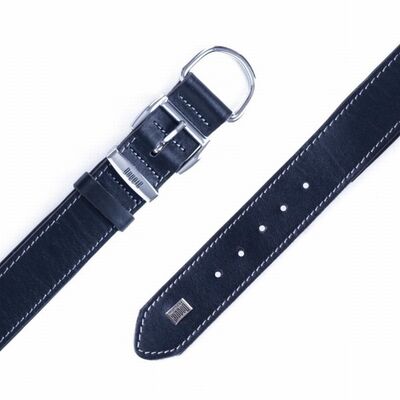 Doggie Comfort Leather Dog Collar Black for Large Breeds 65 cm