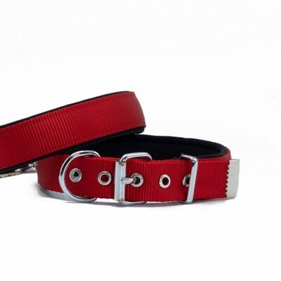 Doggie Comfort Woven Dog Collar Red Padded Adjustable 50cm