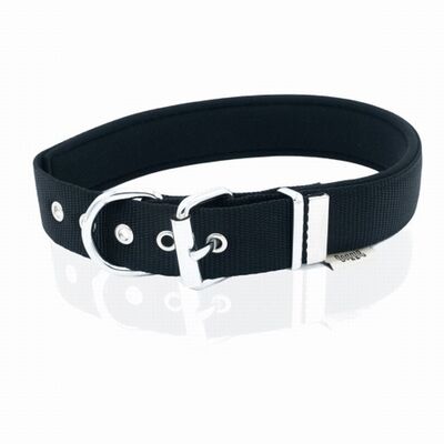 Doggie Comfort Woven Black Dog Collar for Large Breeds 60cm