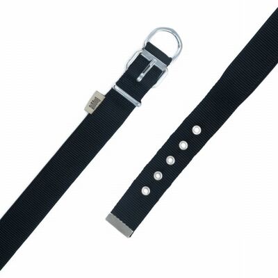 Doggie Comfort Woven Black Dog Collar for Large Breeds 57-65 cm