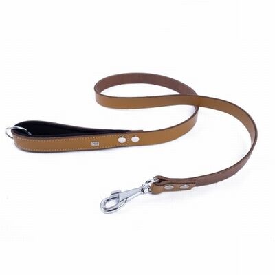 Doggie Comfort Classic Leather Dog Leash Camel 3x100 cm