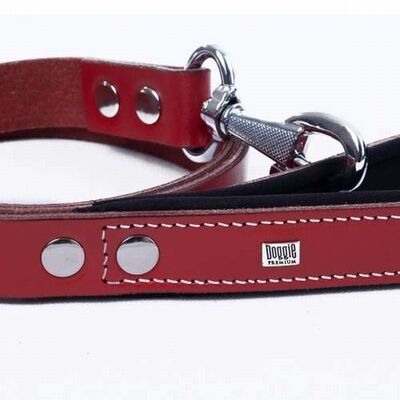 Doggie Comfort Classic Red Leather Dog Leash 2.5x120 cm