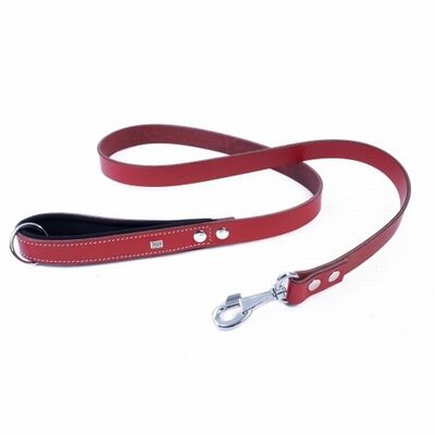 Doggie Comfort Classic Leather Dog Leash Red 3x100 cm