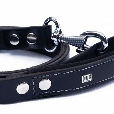 Doggie Comfort Classic Leather Dog Leash Black 2.5x120 cm