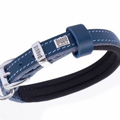 Doggie Comfort Leather Dog Collar Royal Blue Small 20-25cm
