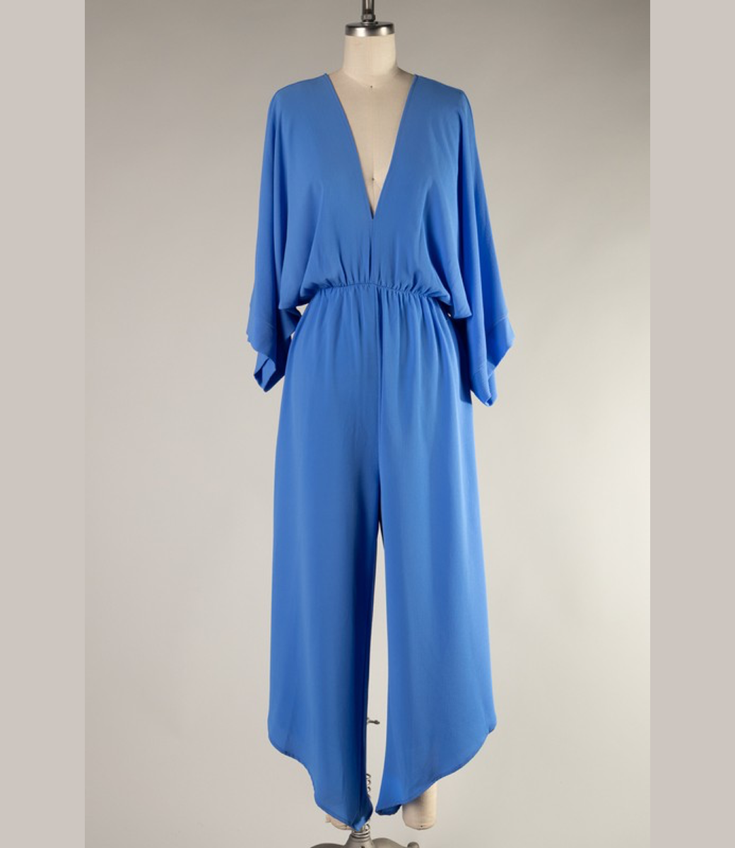 Dolman Capri Jumpsuit - Clean Blue