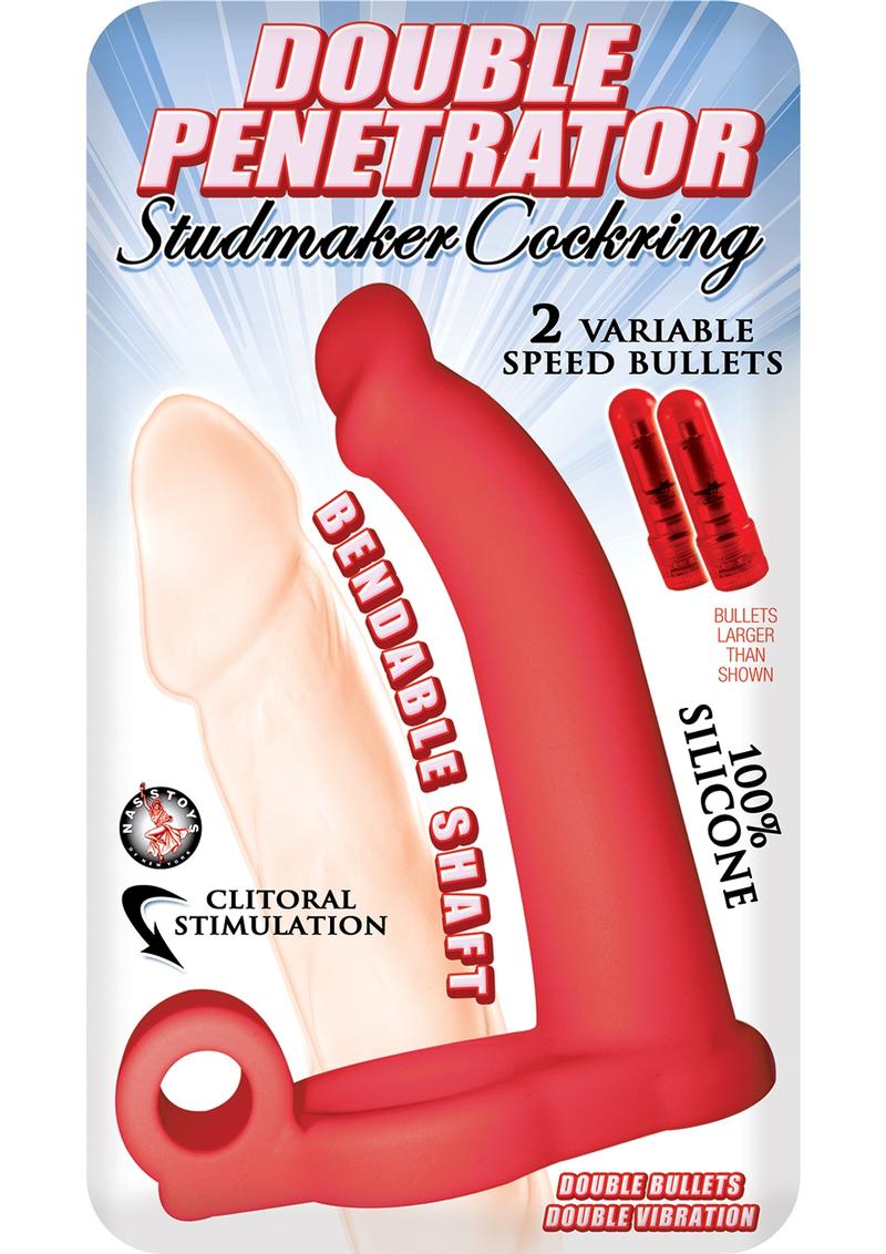 Double Penetrator Studmaker Silicone Vibrating Cock Ring