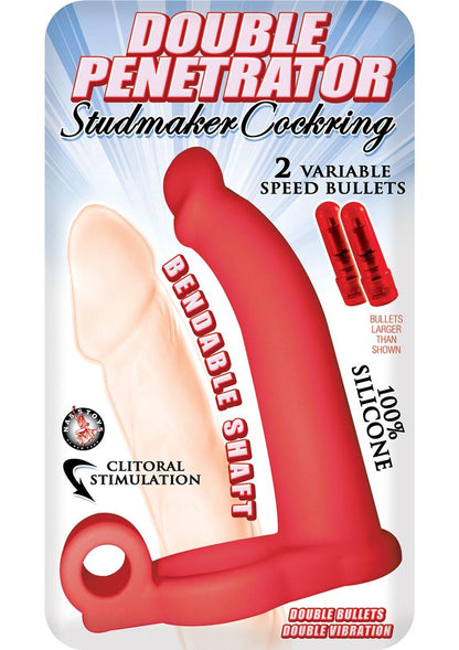 Double Penetrator Studmaker Silicone Vibrating Cock Ring