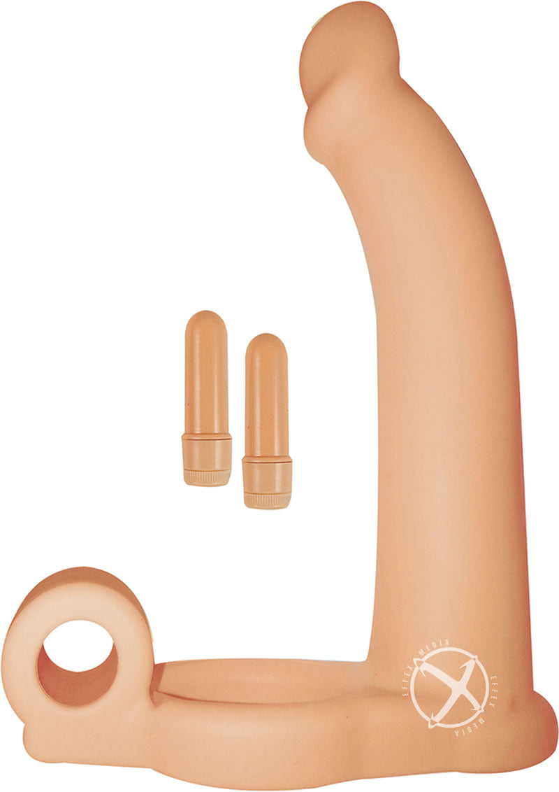 Double Penetrator Studmaker Silicone Vibrating Cock Ring