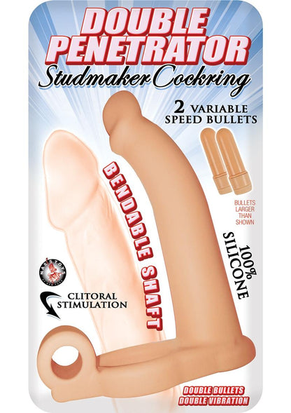 Double Penetrator Studmaker Silicone Vibrating Cock Ring