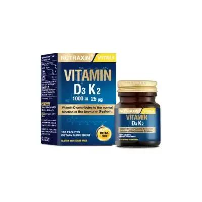 Nutraxin D3 K2 Vitamin Supplement: 120 Tablets for Bone Health, Immune Support - Vitamin D3 1000 IU &amp; K2 25 mcg - Boost Calcium Absorption