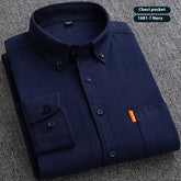 White pure cotton washed Oxford woven shirt for men by Dropshipman, featuring a classic collar and button-down design.