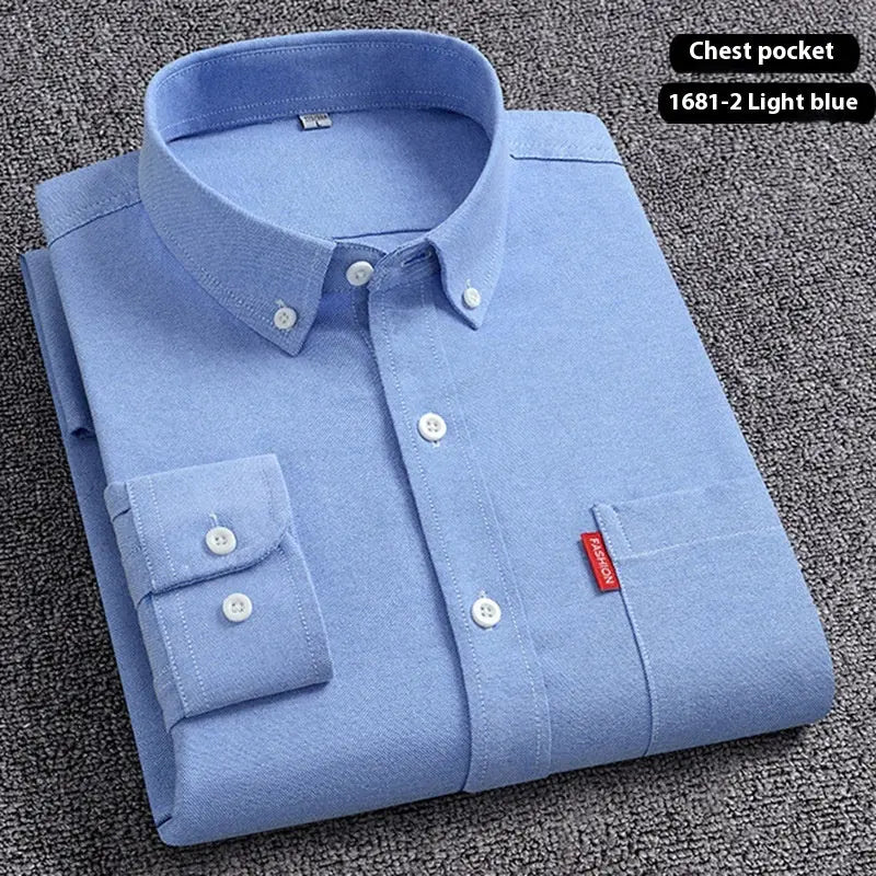 White Pure Cotton Oxford Woven Shirt for Men by Dropshipman, featuring a classic button-down design and casual fit.