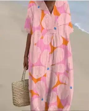 Retro-style Loose-fitting Beach Dress For Women by Dropshipman