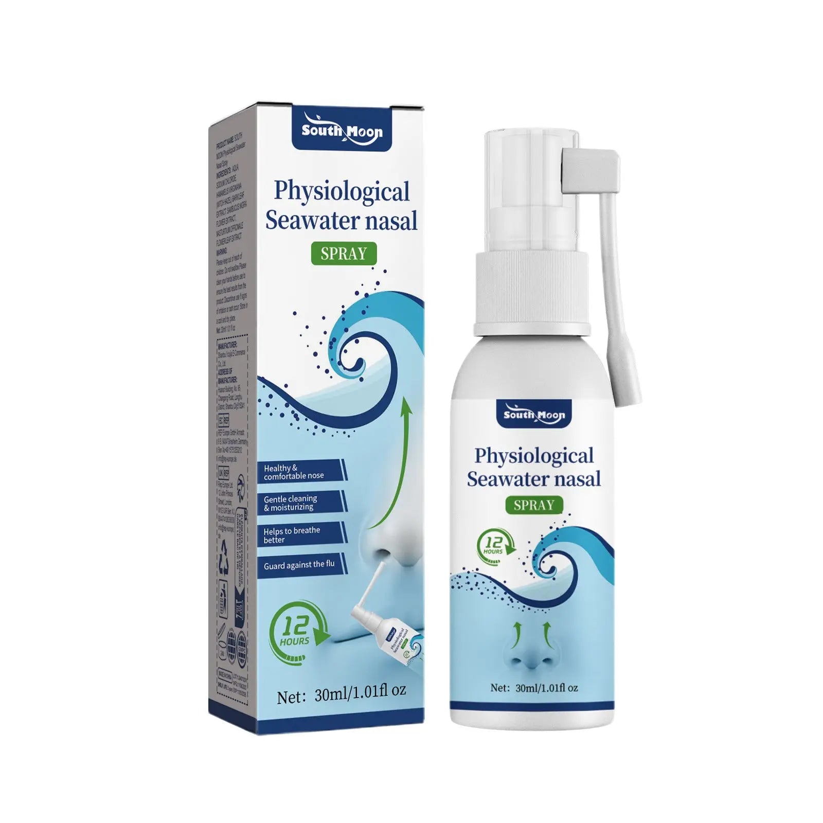 Dropshipman daily gentle nasal spray in 30ml bottle, hydrating and soothing nasal care for nasal comfort and moisture.
