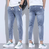 Light blue stretch denim casual men&