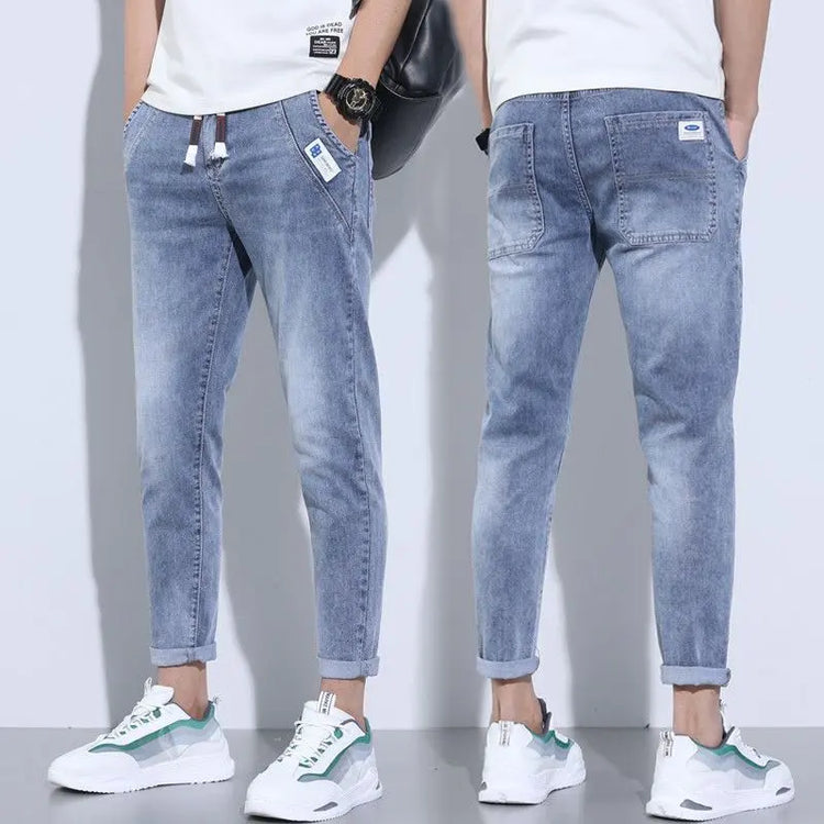 Light blue stretch denim casual men&