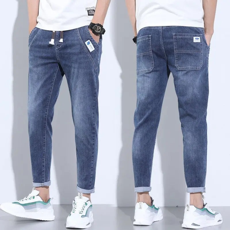 Light blue denim stretch casual men&