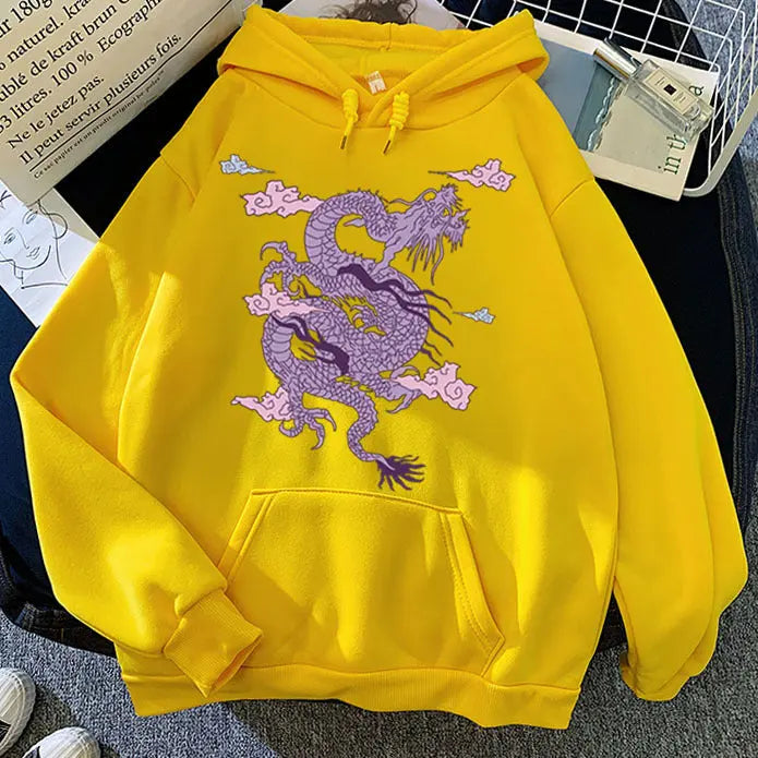 Light purple men's dragon hoodie from Dropshipman, featuring traditional Chinese dragon embroidery and casual fit.