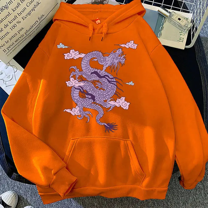 Light purple men's Chinese dragon hoodie by Dropshipman, featuring a detailed dragon design and comfortable fit.