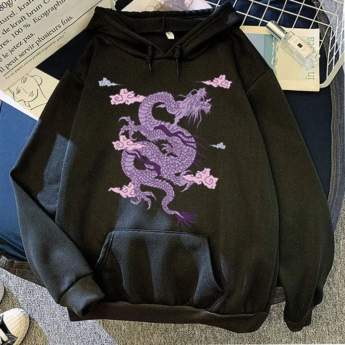 Light purple men's Dragon Hoodie with Chinese-inspired design from Dropshipman, featuring a detailed dragon graphic.