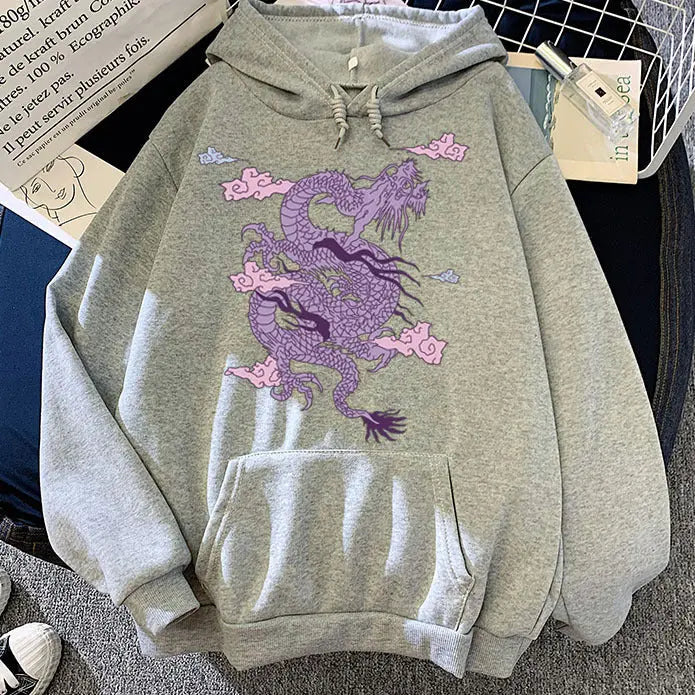 Light purple men's Dragon Hoodie with Chinese design from Dropshipman, featuring a detailed dragon graphic on the front.