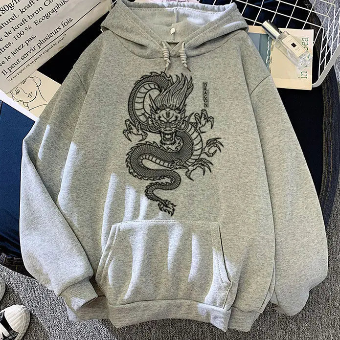 Light purple men's dragon hoodie from Dropshipman featuring Chinese-inspired design and comfortable fabric.