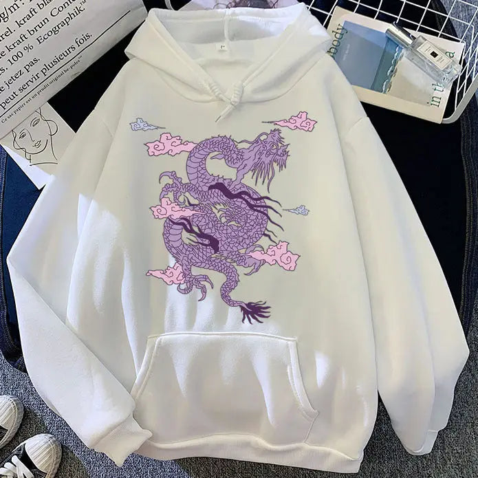 Light purple men's Dragon Hoodie by Dropshipman featuring a traditional Chinese dragon design.