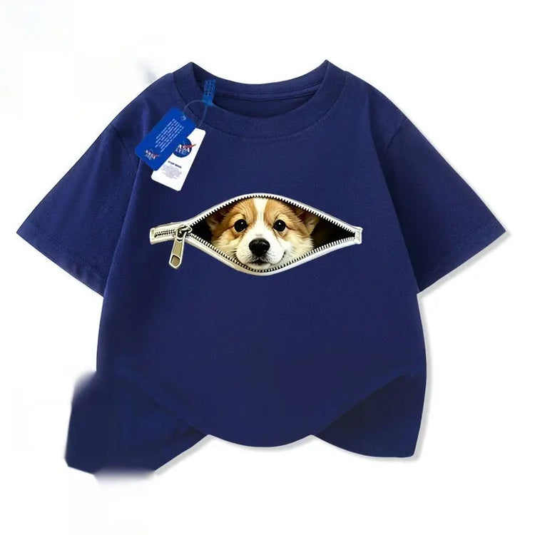 Apricot-colored T-shirt featuring a cartoon fun print for men and women, by Dropshipman.