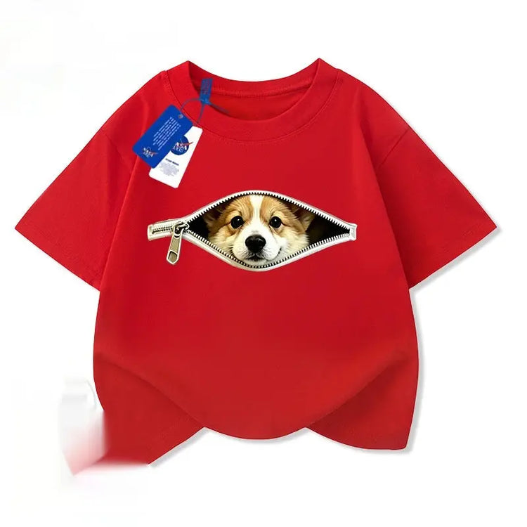 Apricot-colored T-shirt with a playful cartoon fun print for men and women by Dropshipman.