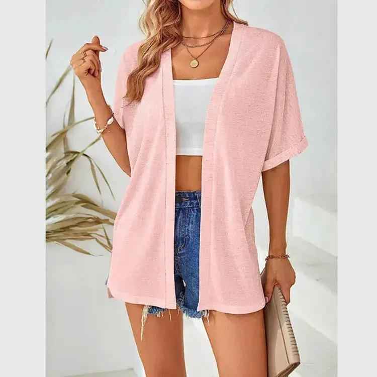 New Womens Casual Solid-color Tunic Blouse