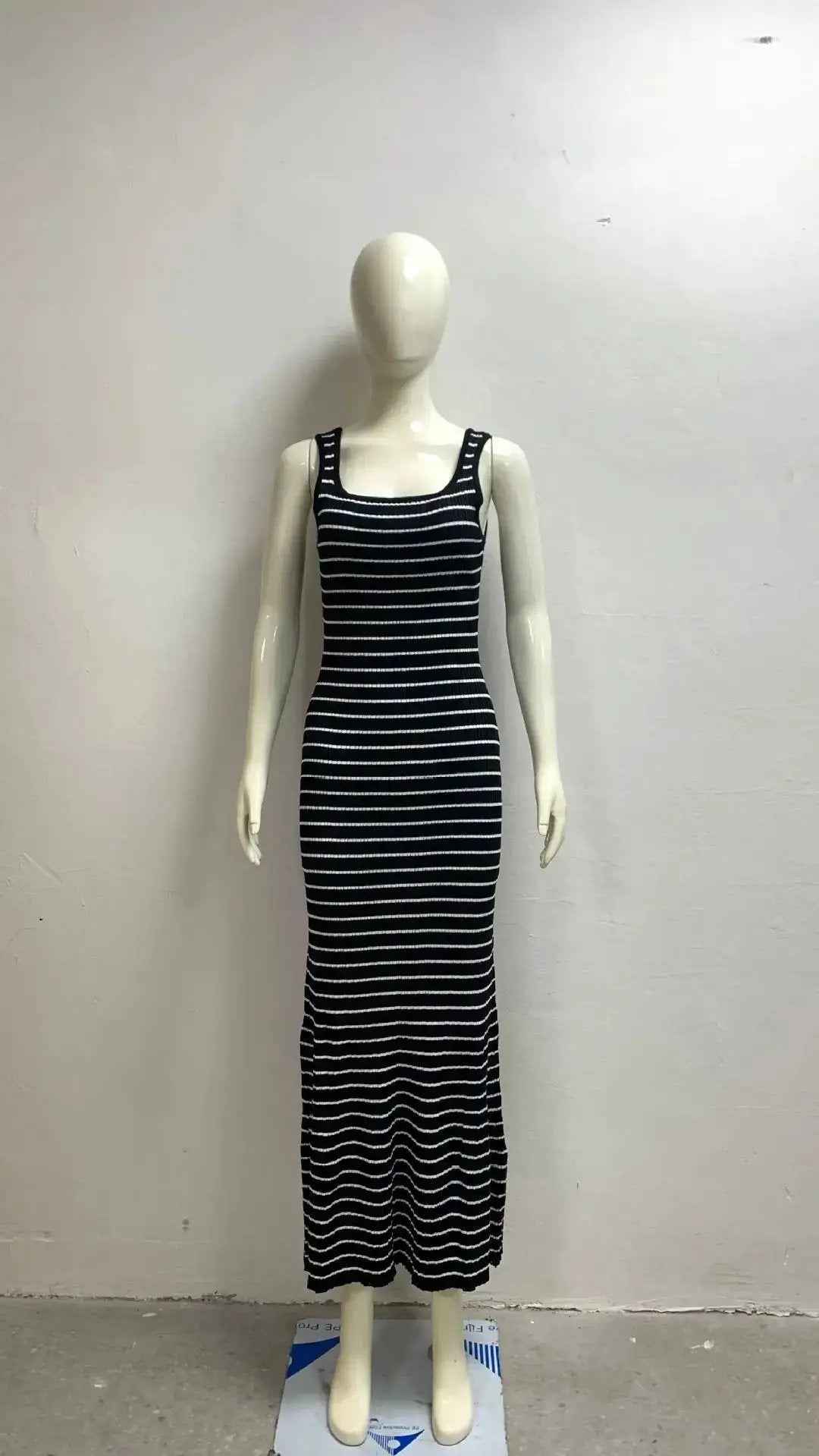 Striped Vest Long Dress Summer Womens
