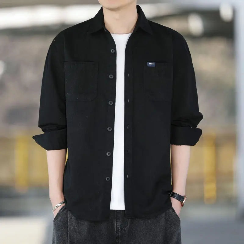 Army gray casual retro minimalist men&