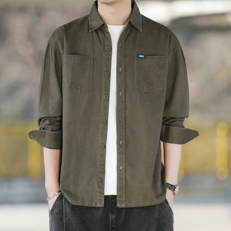 Army gray casual retro minimalist men&